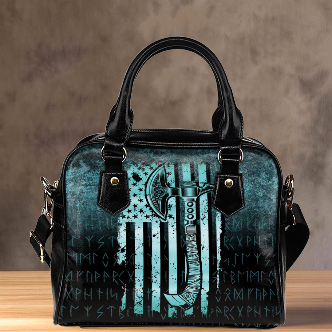 Shoulder Handbag Usa Flag Viking Cool American Norsemen Cyan Version Shoulder Handbag