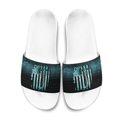 Slide Sandals USA Flag Viking Cool American Norsemen Cyan Version Slide Sandals
