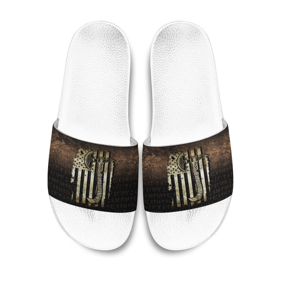 Slide Sandals USA Flag Viking Cool American Norsemen Slide Sandals
