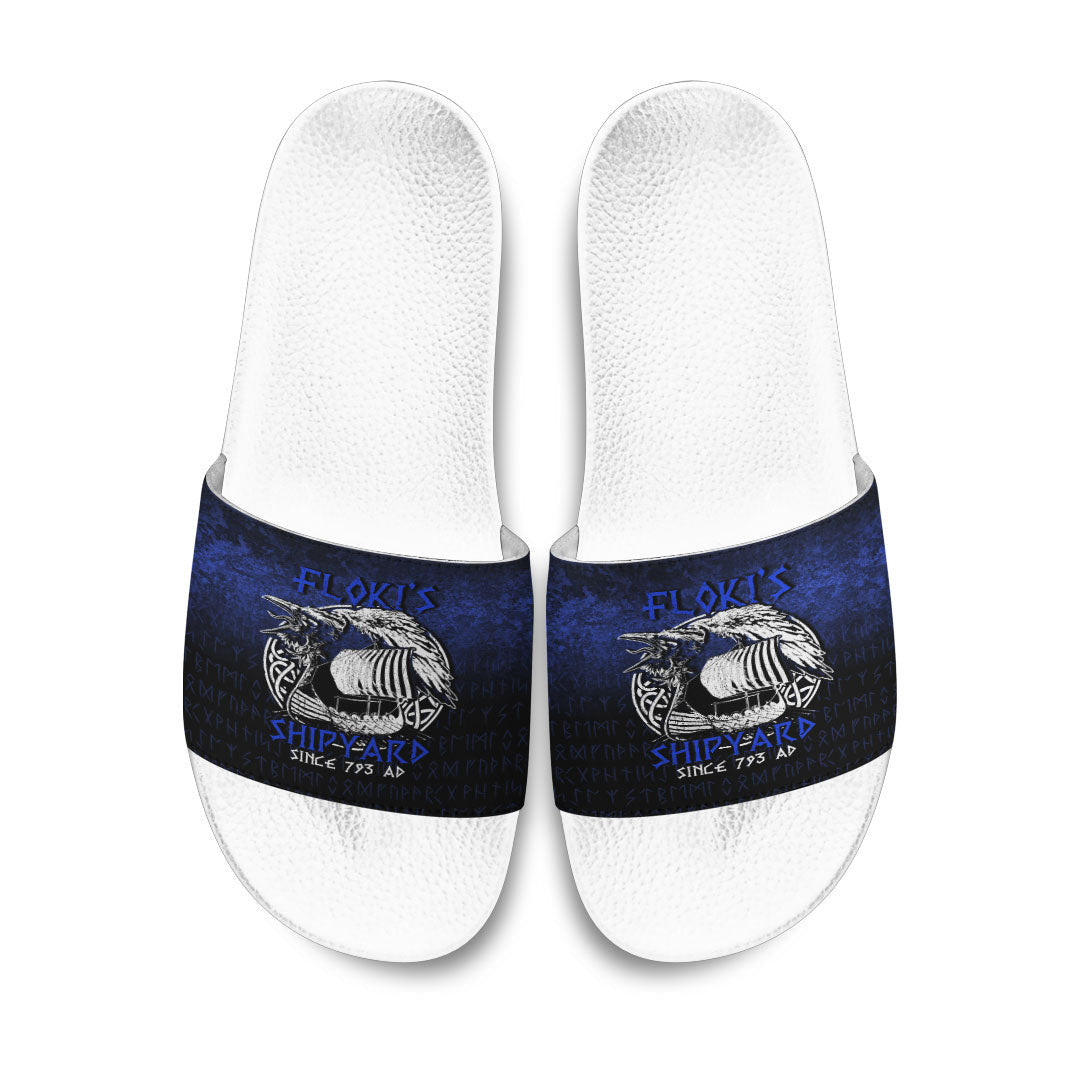 Slide Sandals Kattegat Longboat Raven Norse Mythology Flokis Shipyard Slide Sandals
