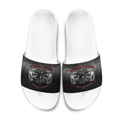 Slide Sandals Odin Geri And Freki Wolfs Viking Blood Runs Through My Veins Slide Sandals