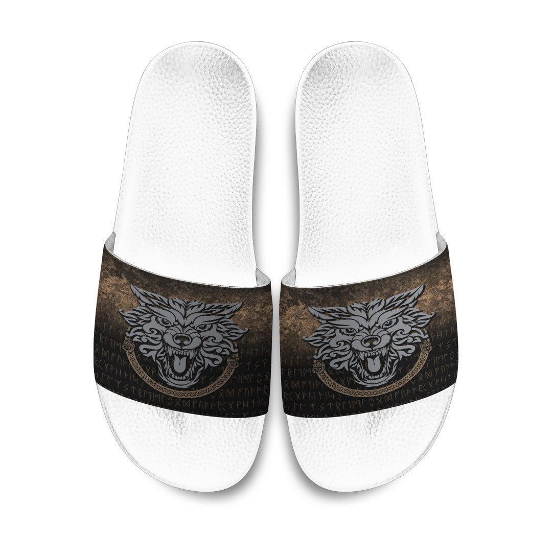 Slide Sandals Norse Pagan Viking Wolf Slide Sandals