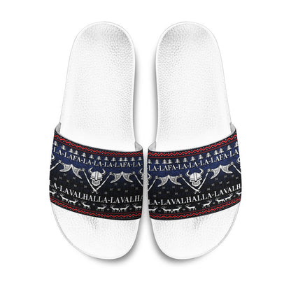 Slide Sandals Ugly Christmas Viking Fa La La La La Valhalla La Slide Sandals