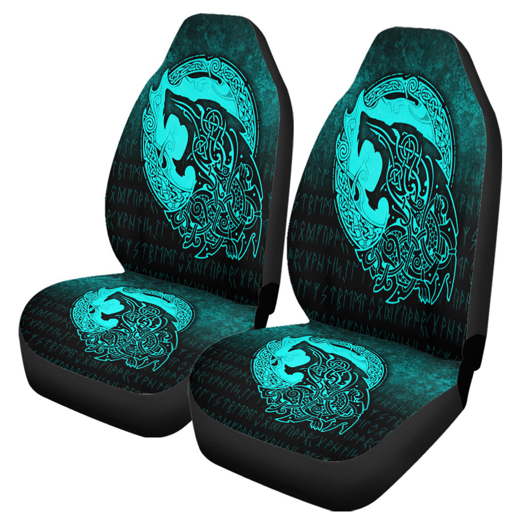 Car Seat Covers Fenrir Viking 3D Tattoo Cyan Version Car Seat Covers