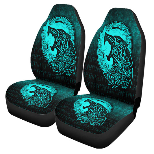 Car Seat Covers Fenrir Viking 3D Tattoo Cyan Version Car Seat Covers