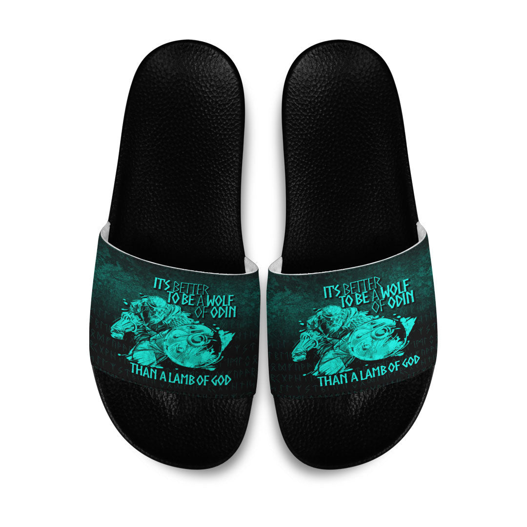 Slide Sandals It's Better To Be A Wolf Of Odin Than A Lamb Of God Slide Sandals