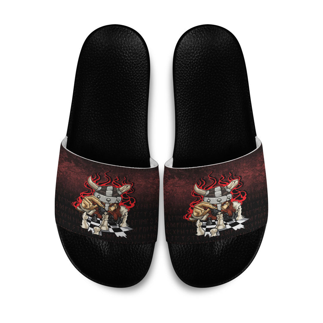 Slide Sandals Brave Viking With Chessboard Chess Slide Sandals