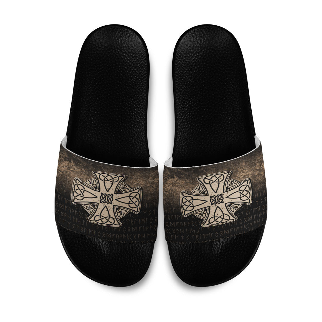 Slide Sandals Celtic Symbol Norse Mythology Valhalla Slide Sandals