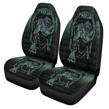 Car Seat Covers Fenrir Wolf Norse Futhark Runes Viking Mythology Ragnarok Green Car Seat Covers