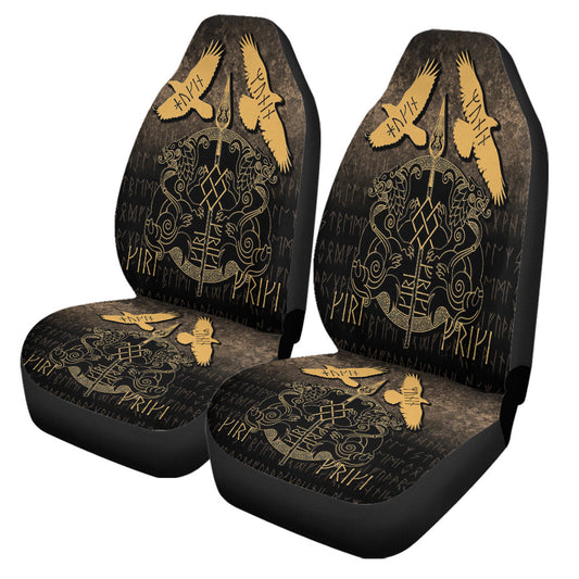 Car Seat Covers Norse Mythology Spear Of Odin Gungnir Runes Geri Freki Huginn Muninn Car Seat Covers