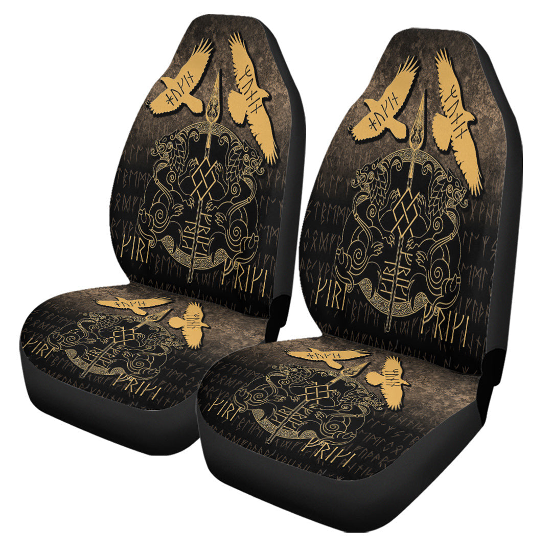 Car Seat Covers Norse Mythology Spear Of Odin Gungnir Runes Geri Freki Huginn Muninn Car Seat Covers