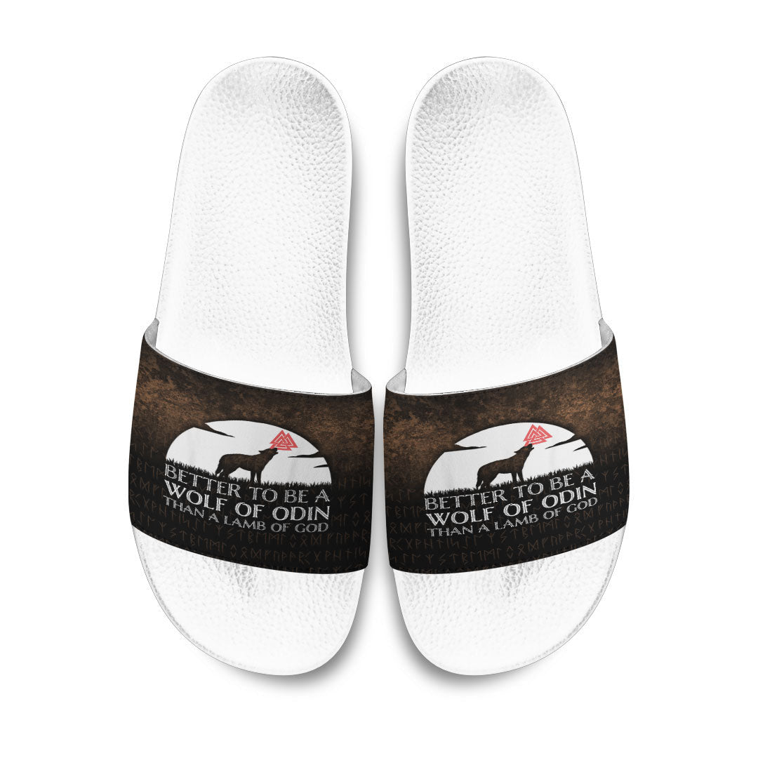 Slide Sandals Better To Be A Wolf Of Odin Than A Lamb Of God Slide Sandals