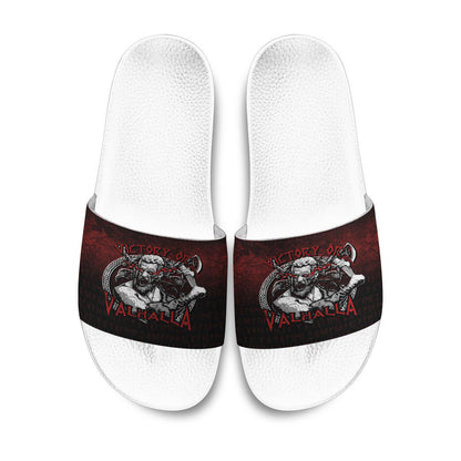 Slide Sandals Axe Warrior Raven Odin Thor Victory Or Valhalla Slide Sandals