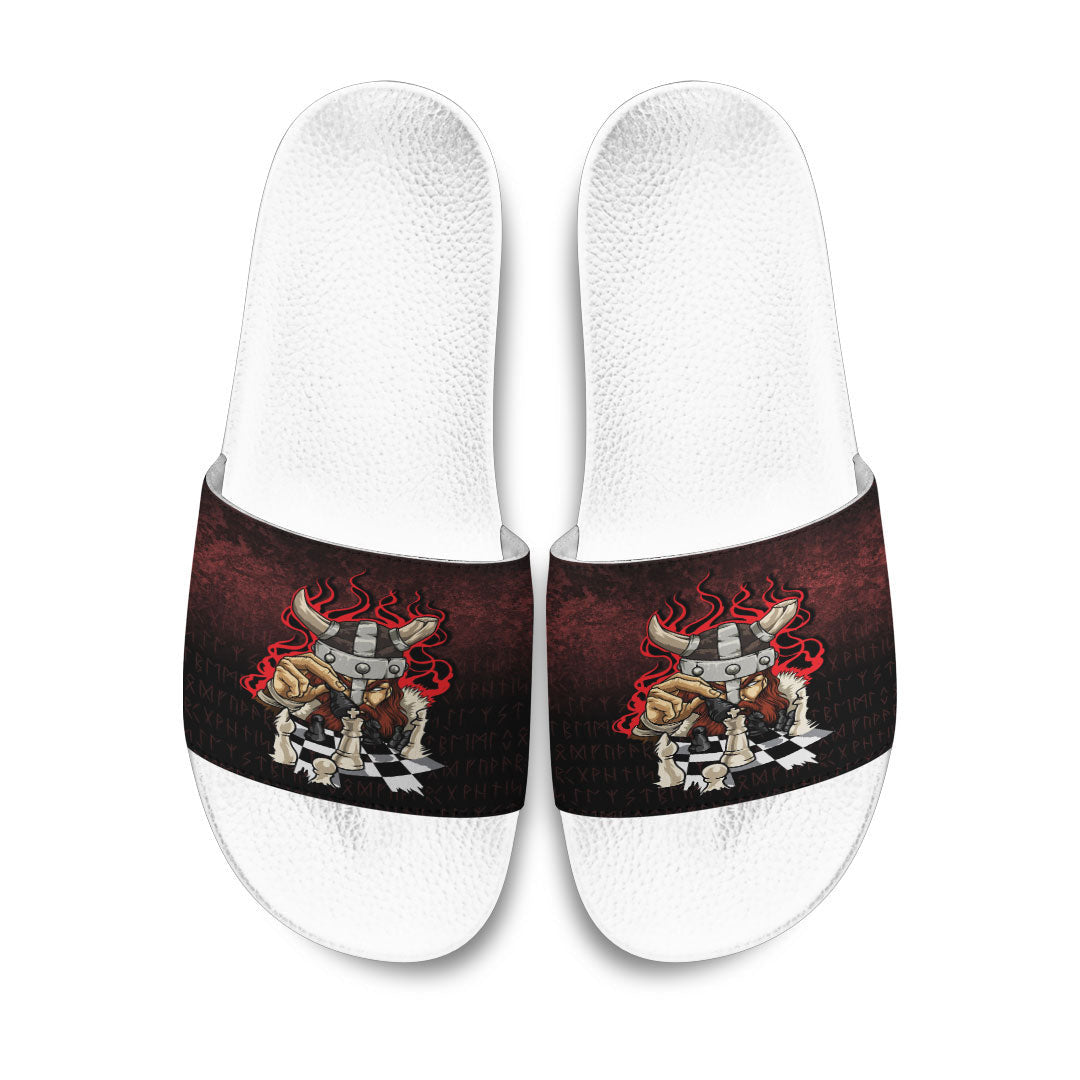 Slide Sandals Brave Viking With Chessboard Chess Slide Sandals