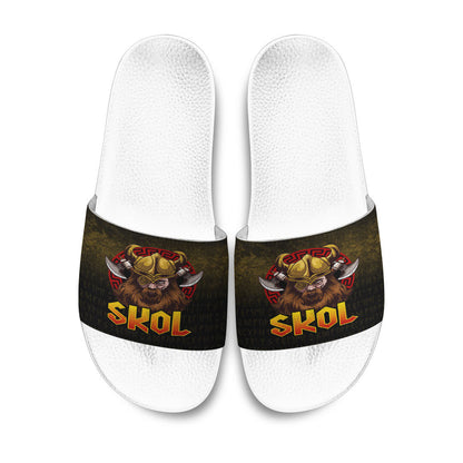 Slide Sandals Skol Viking Beer Norse Mythology Warrior Drinking Slide Sandals