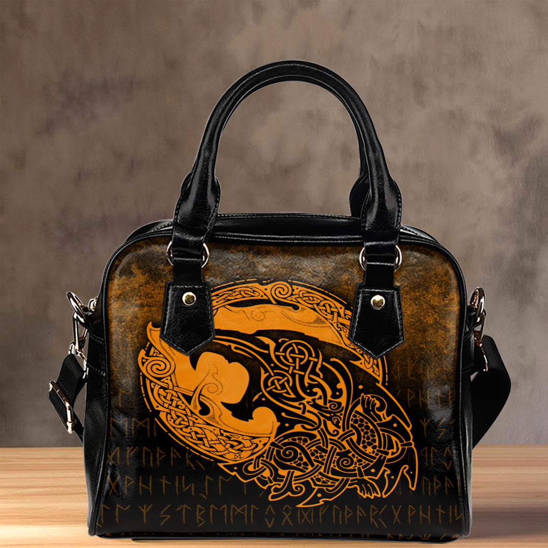 Shoulder Handbag Fenrir Viking 3D Tattoo Gold Version Shoulder Handbag