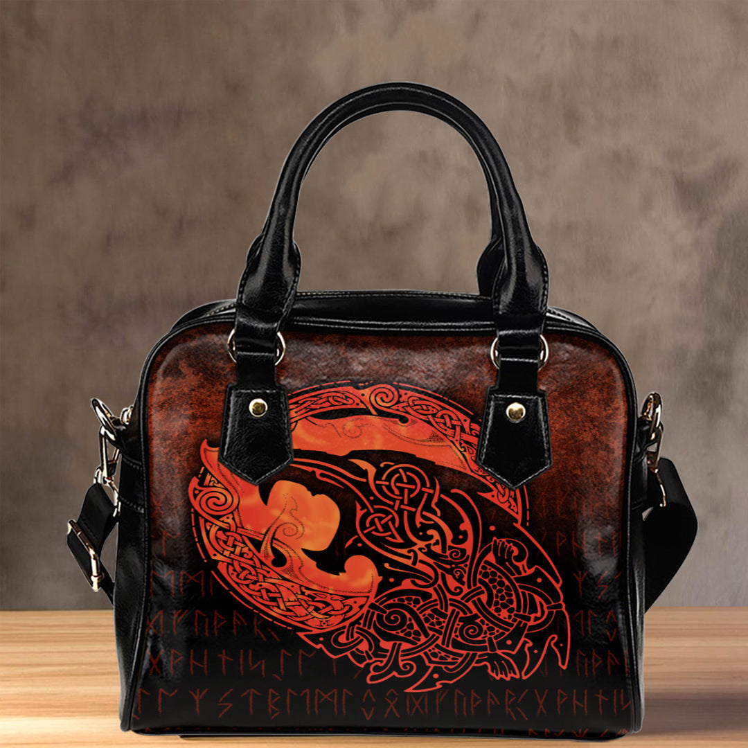 Shoulder Handbag Fenrir Viking 3D Tattoo Orange Version Shoulder Handbag