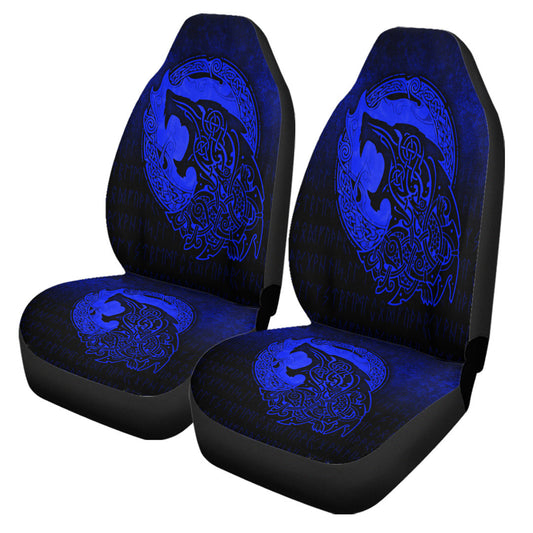 Car Seat Covers Fenrir Viking 3D Tattoo Blue Version Car Seat Covers