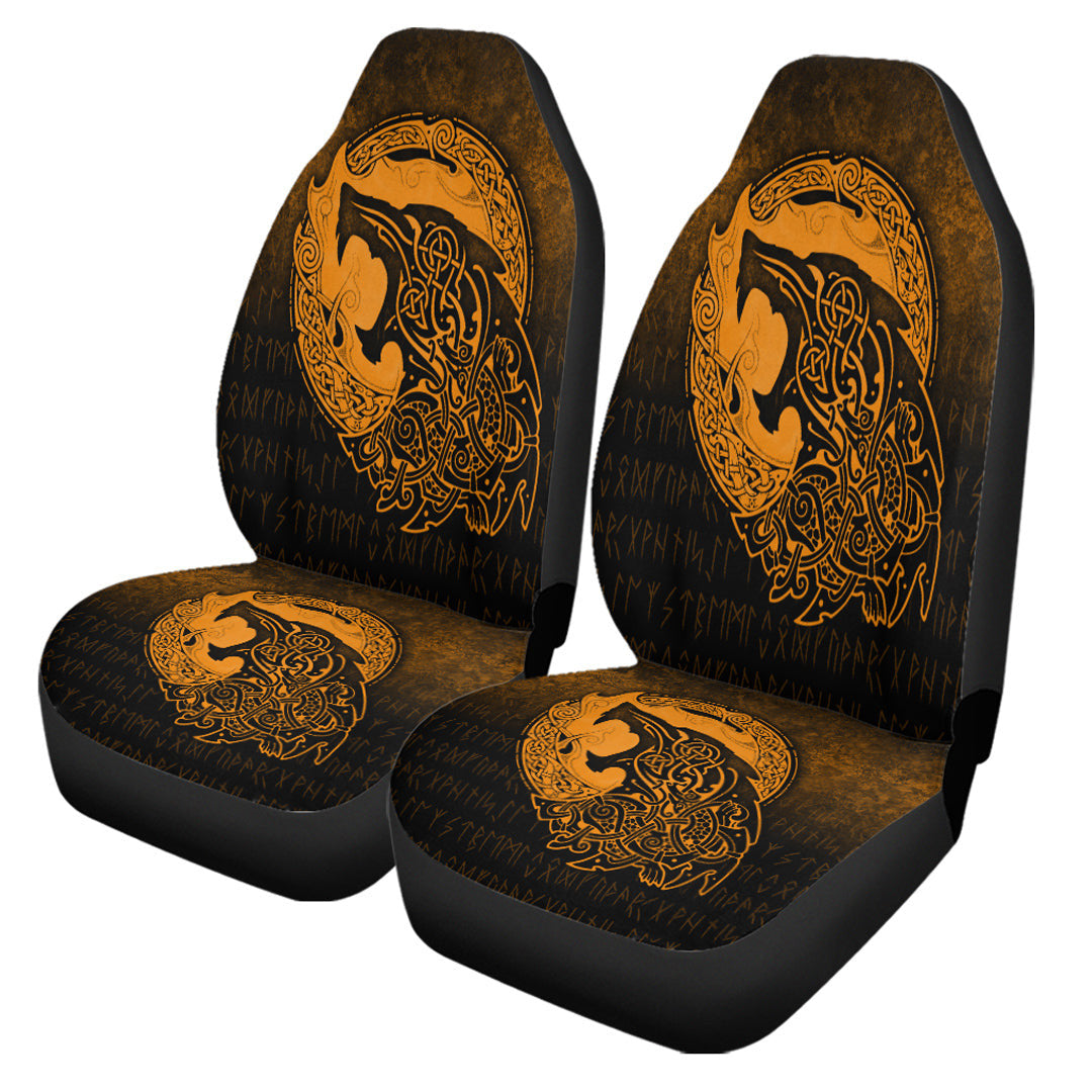 Car Seat Covers Fenrir Viking 3D Tattoo Gold Version Car Seat Covers