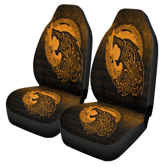 Car Seat Covers Fenrir Viking 3D Tattoo Gold Version Car Seat Covers