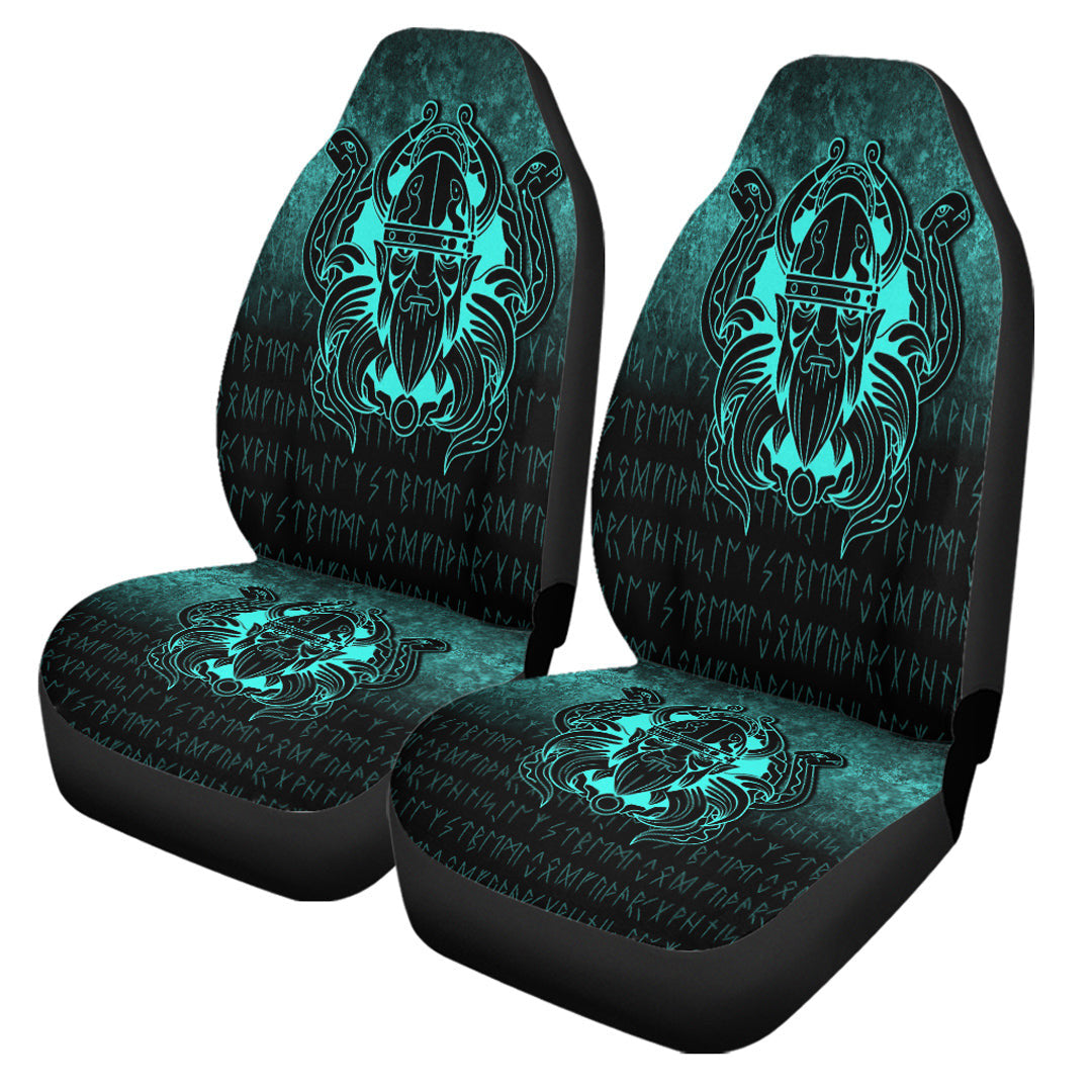 Car Seat Covers Nordic Warrior Valhalla Norse Cyan Version Car Seat Covers