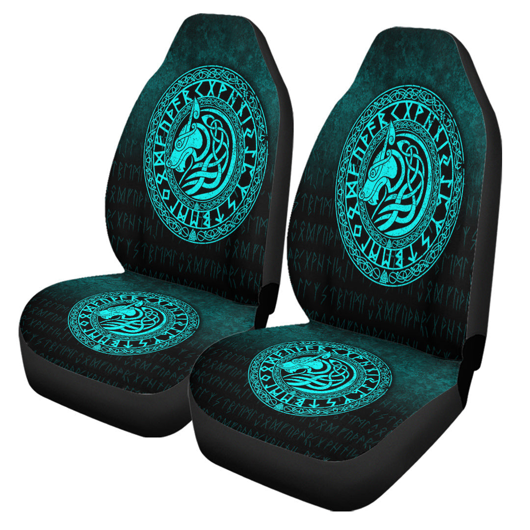 Car Seat Covers Viking Wolf Cyan Version Car Seat Covers