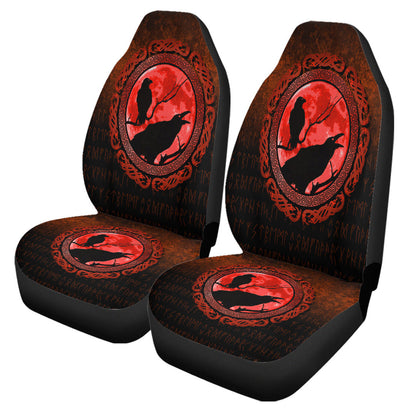 Car Seat Covers Vikings Huginn Muninn Odin’S Ravens Red Version Car Seat Covers