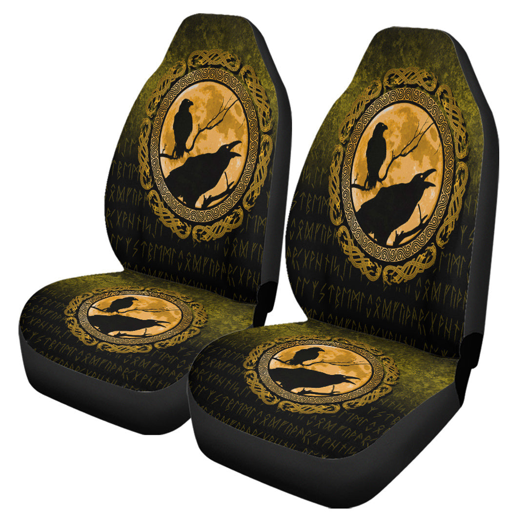Car Seat Covers Vikings Huginn Muninn Odin’S Ravens Gold Version Car Seat Covers