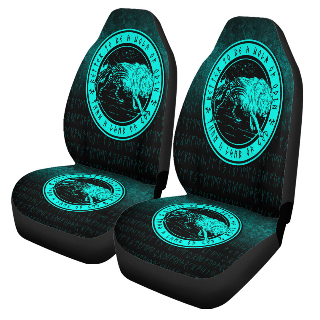 Car Seat Covers Wolf Of Odin Cyan Version Car Seat Covers