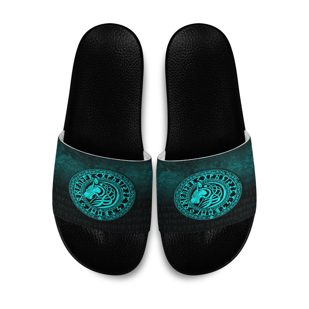 Slide Sandals Viking Wolf Cyan Version Slide Sandals