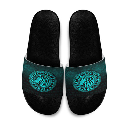 Slide Sandals Viking Wolf Cyan Version Slide Sandals