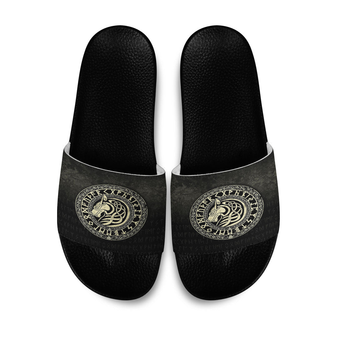 Slide Sandals Viking Wolf Gold Version Slide Sandals