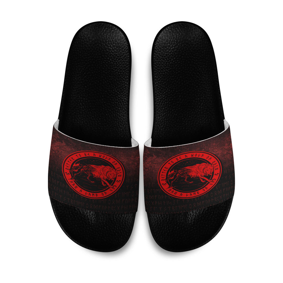 Slide Sandals Wolf Of Odin Red Version Slide Sandals