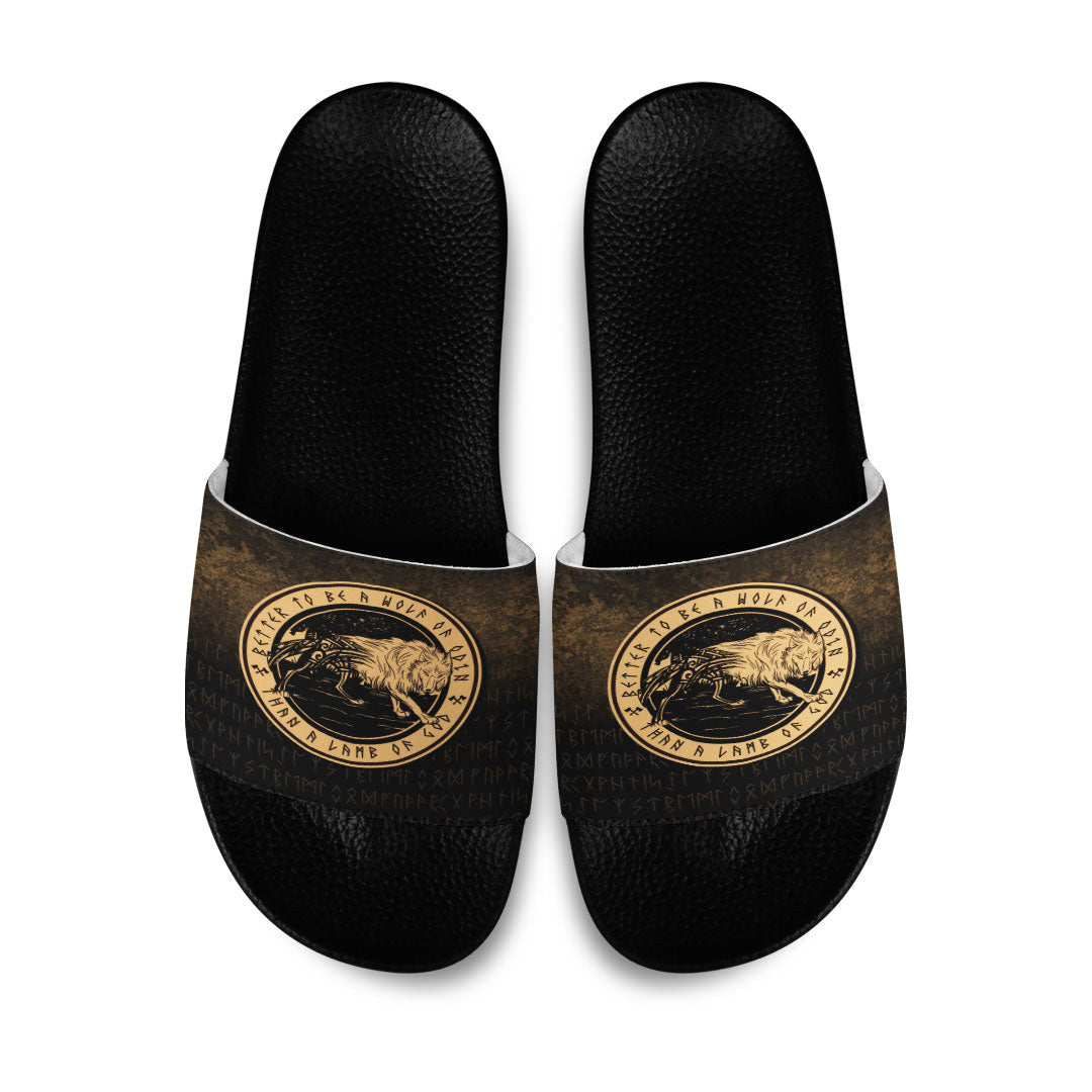 Slide Sandals Wolf Of Odin Gold Version Slide Sandals