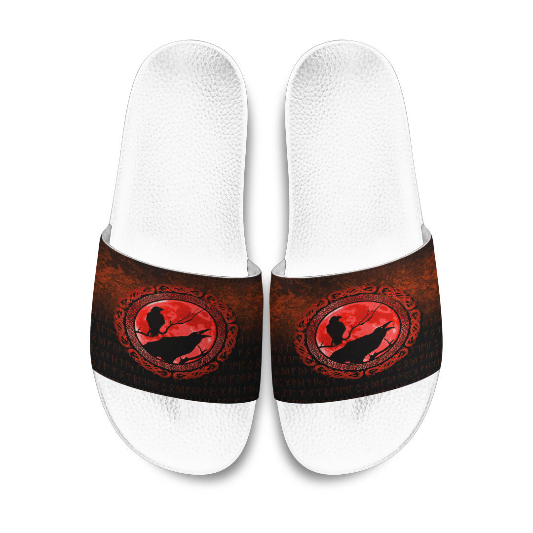 Slide Sandals Vikings Huginn Muninn Odin’s Ravens Red Version Slide Sandals