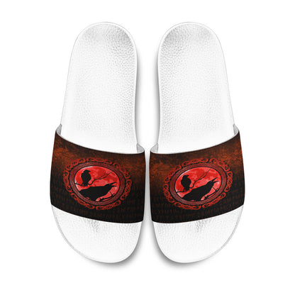 Slide Sandals Vikings Huginn Muninn Odin’s Ravens Red Version Slide Sandals