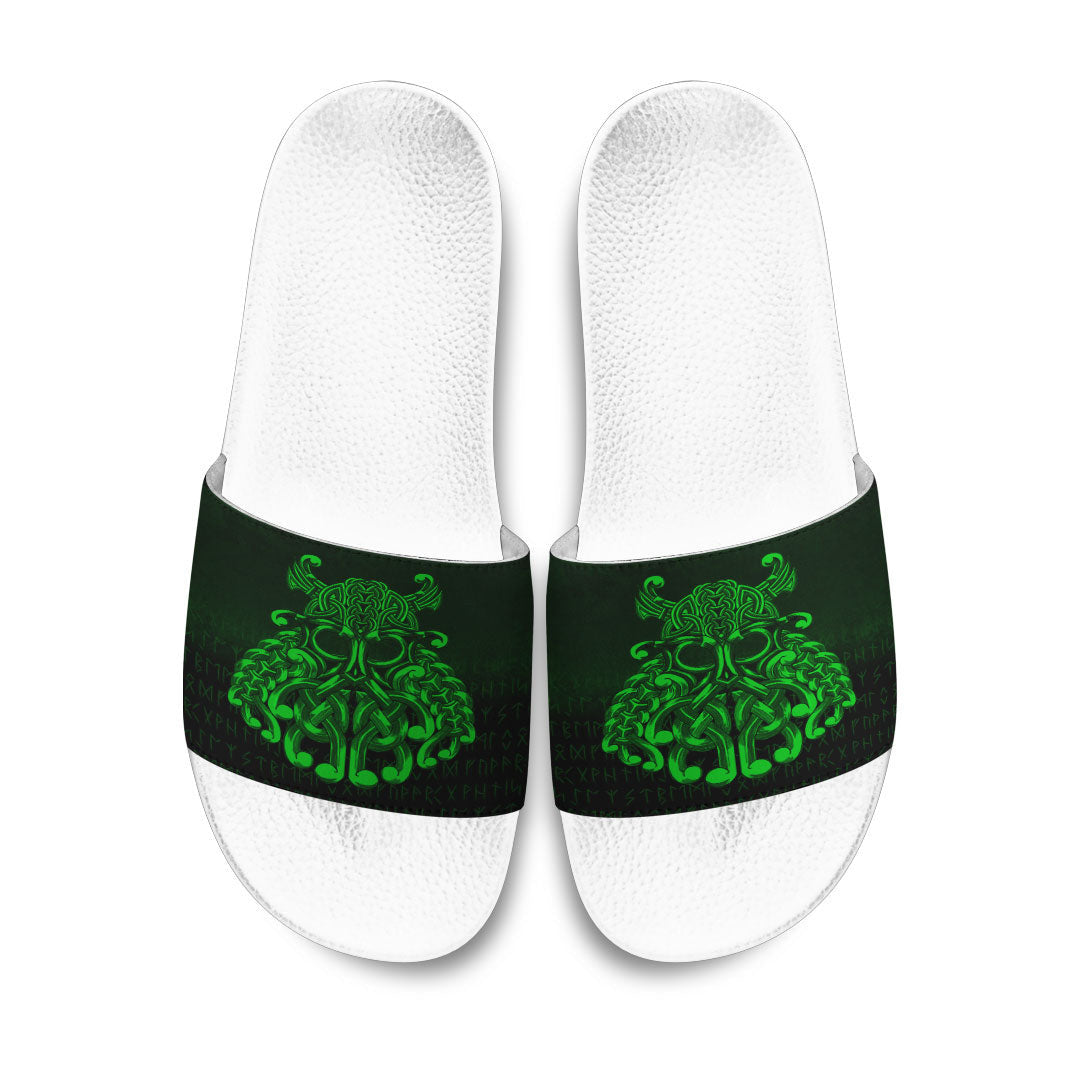 Slide Sandals Vikings Odin Valhalla Green Version Slide Sandals