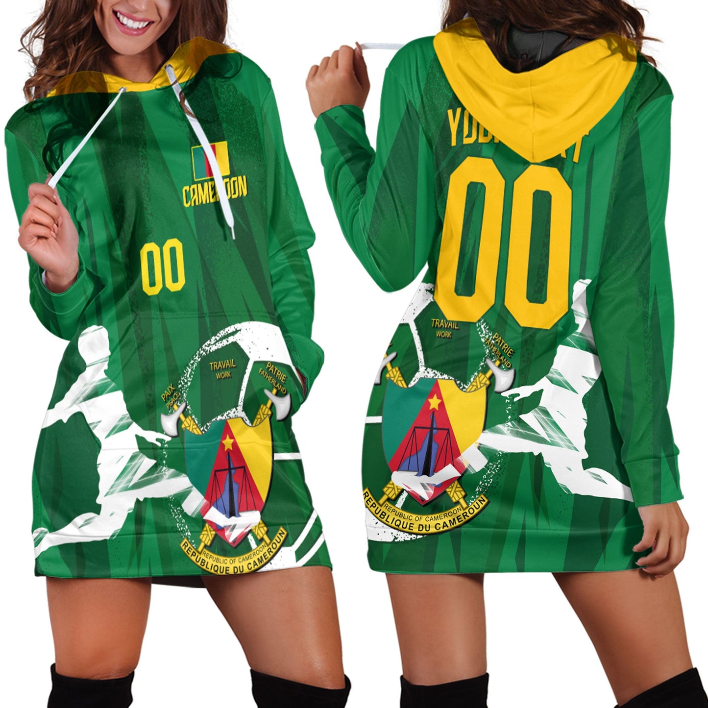 Clothing Custom Cameroon Football Fan Hoodie Dress