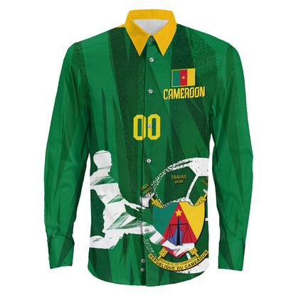 Clothing Custom Cameroon Football Fan Long Sleeve Button Shirt
