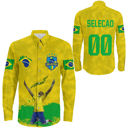 Clothing Brazil Football Long Sleeve Button Shirt