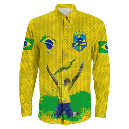 Clothing Brazil Football Long Sleeve Button Shirt