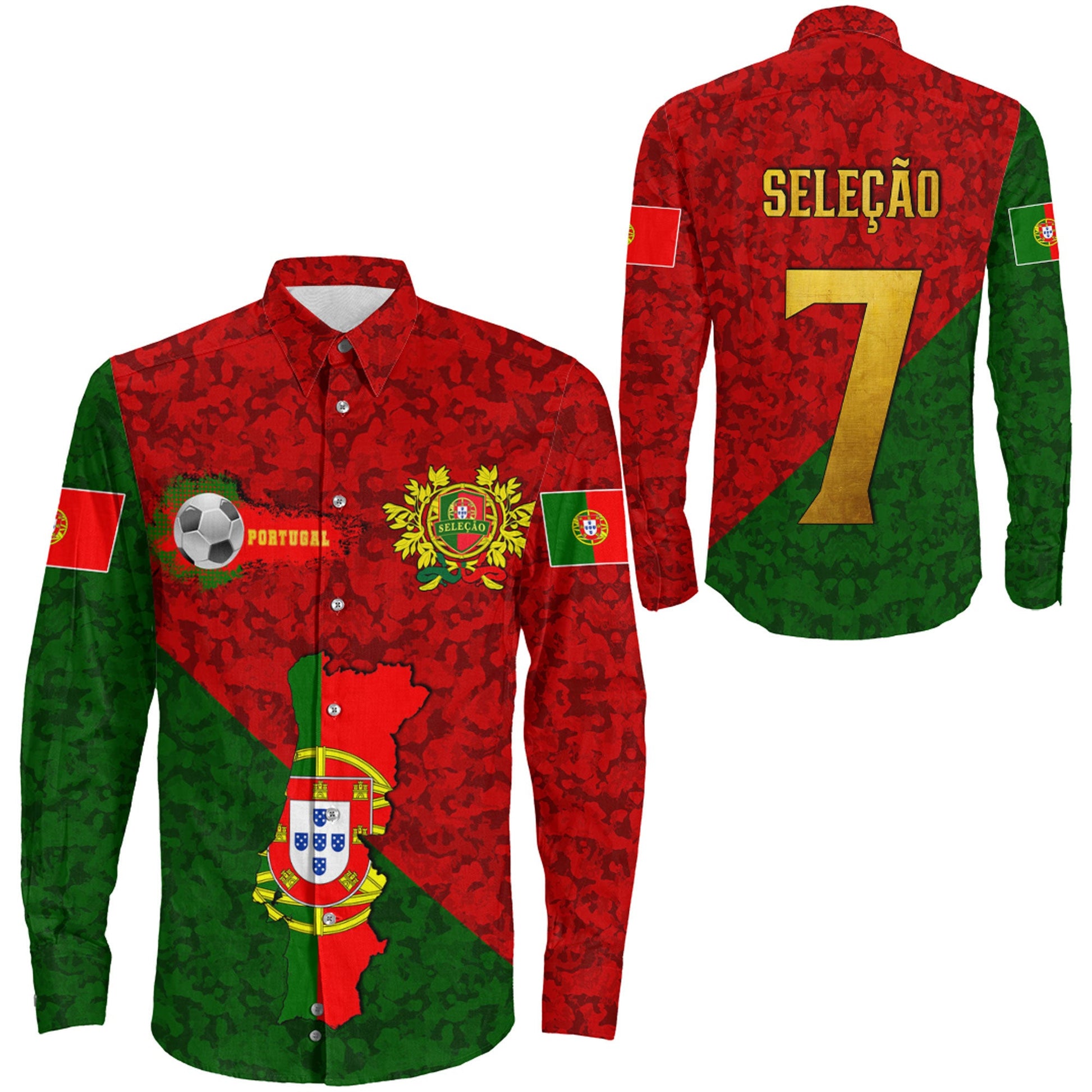 Clothing Portugal Football Long Sleeve Button Shirt