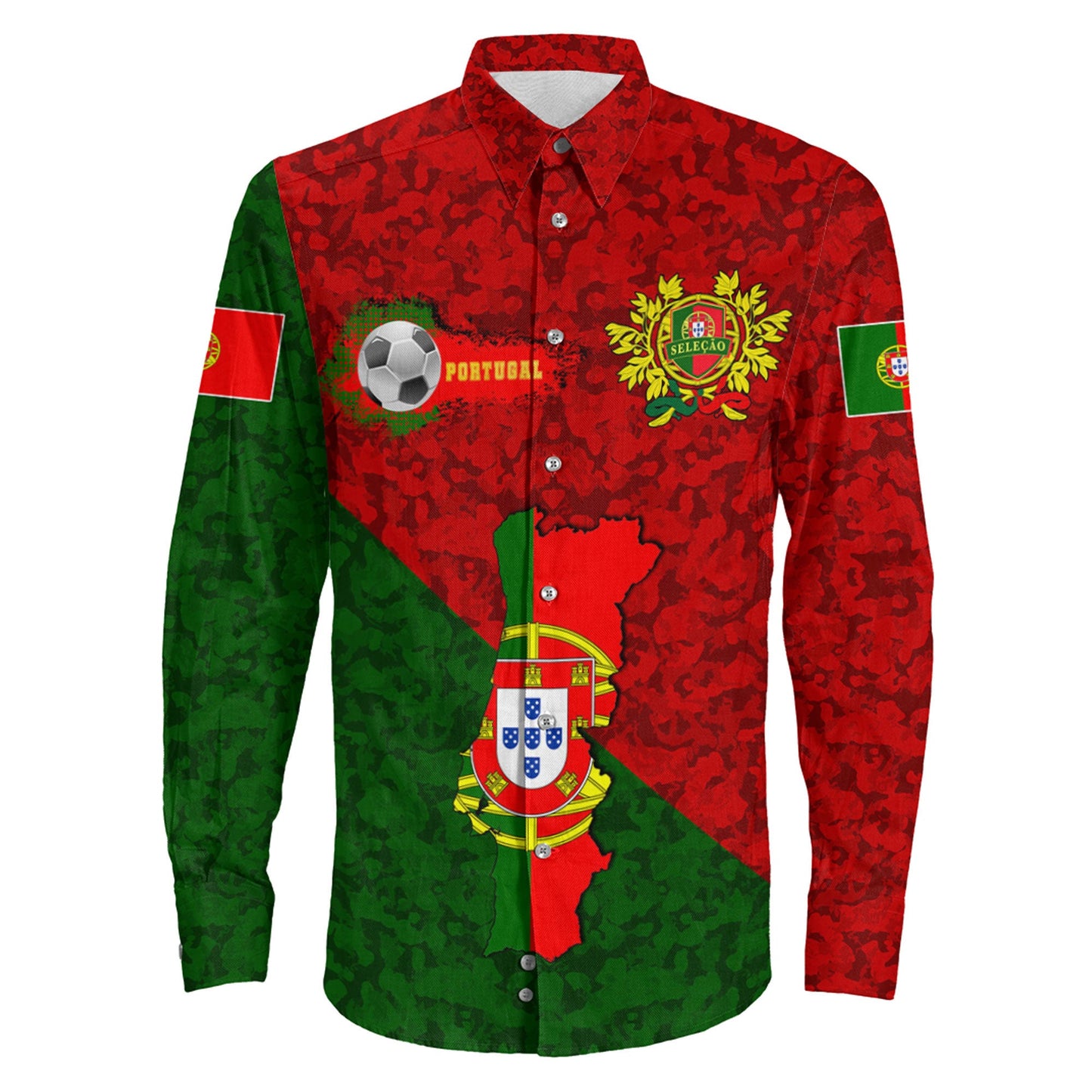 Clothing Portugal Football Long Sleeve Button Shirt
