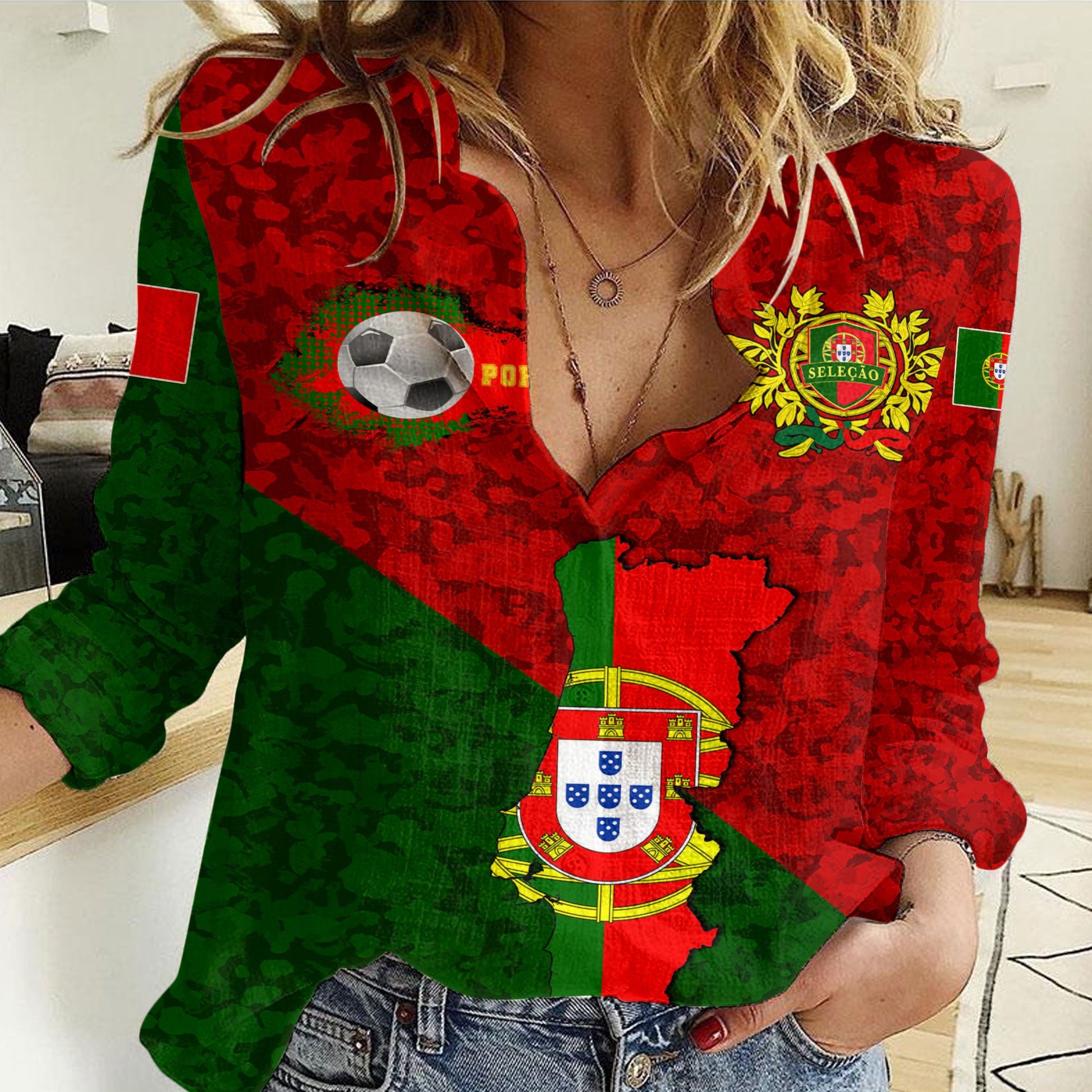 Clothing Portugal Football Women Casual Shirt