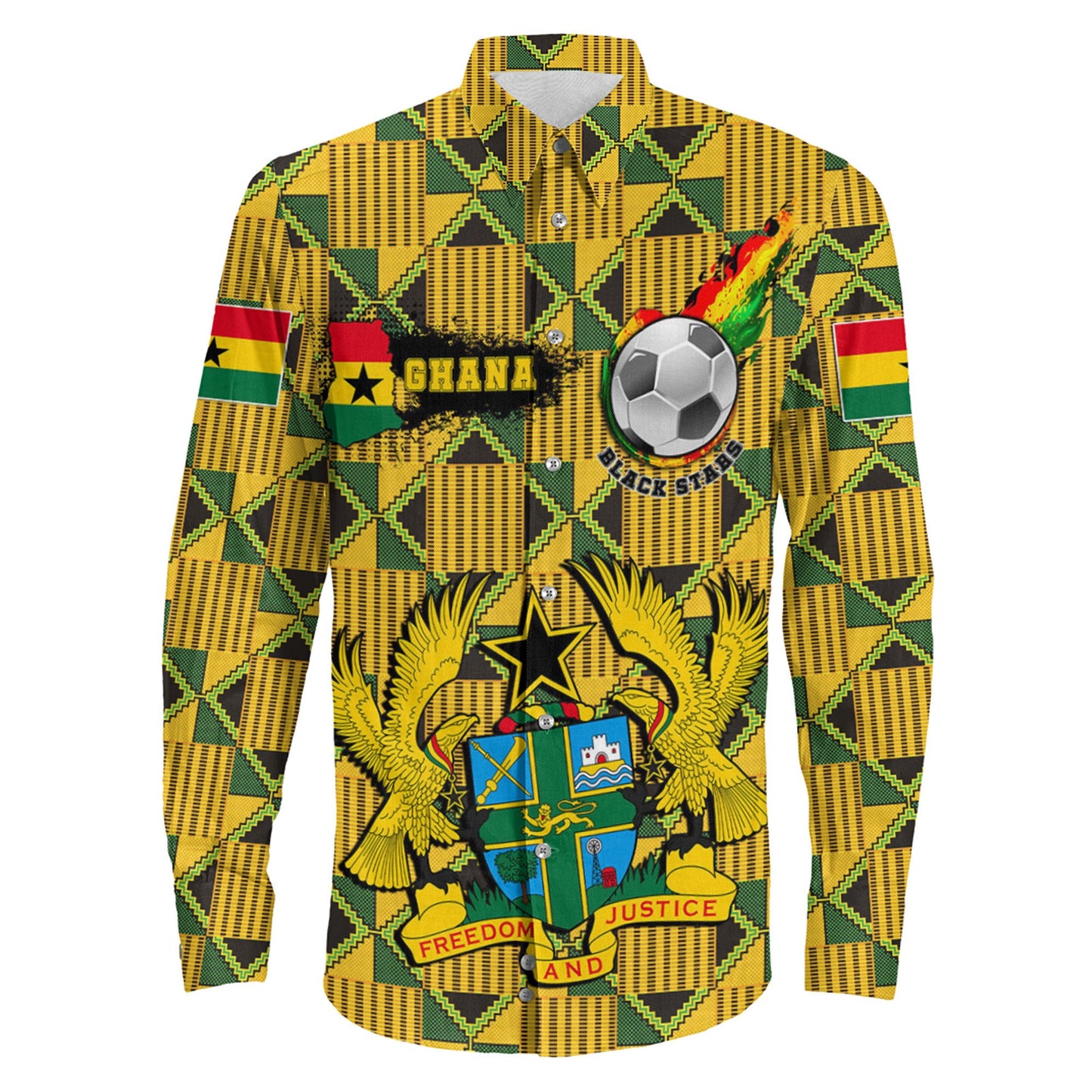 Clothing Ghana Football Long Sleeve Button Shirt