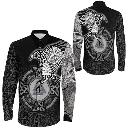 Clothing Raven Celtic Viking Long Sleeve Button Shirt