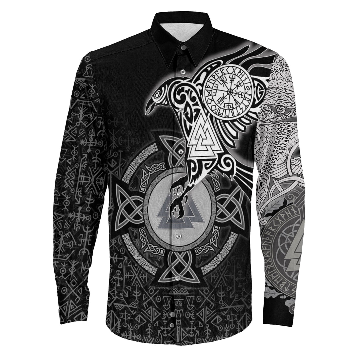 Clothing Raven Celtic Viking Long Sleeve Button Shirt