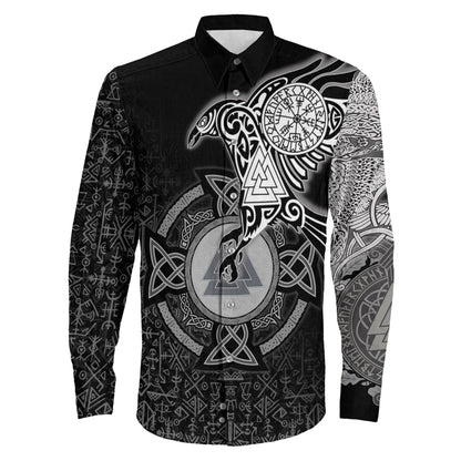 Clothing Raven Celtic Viking Long Sleeve Button Shirt