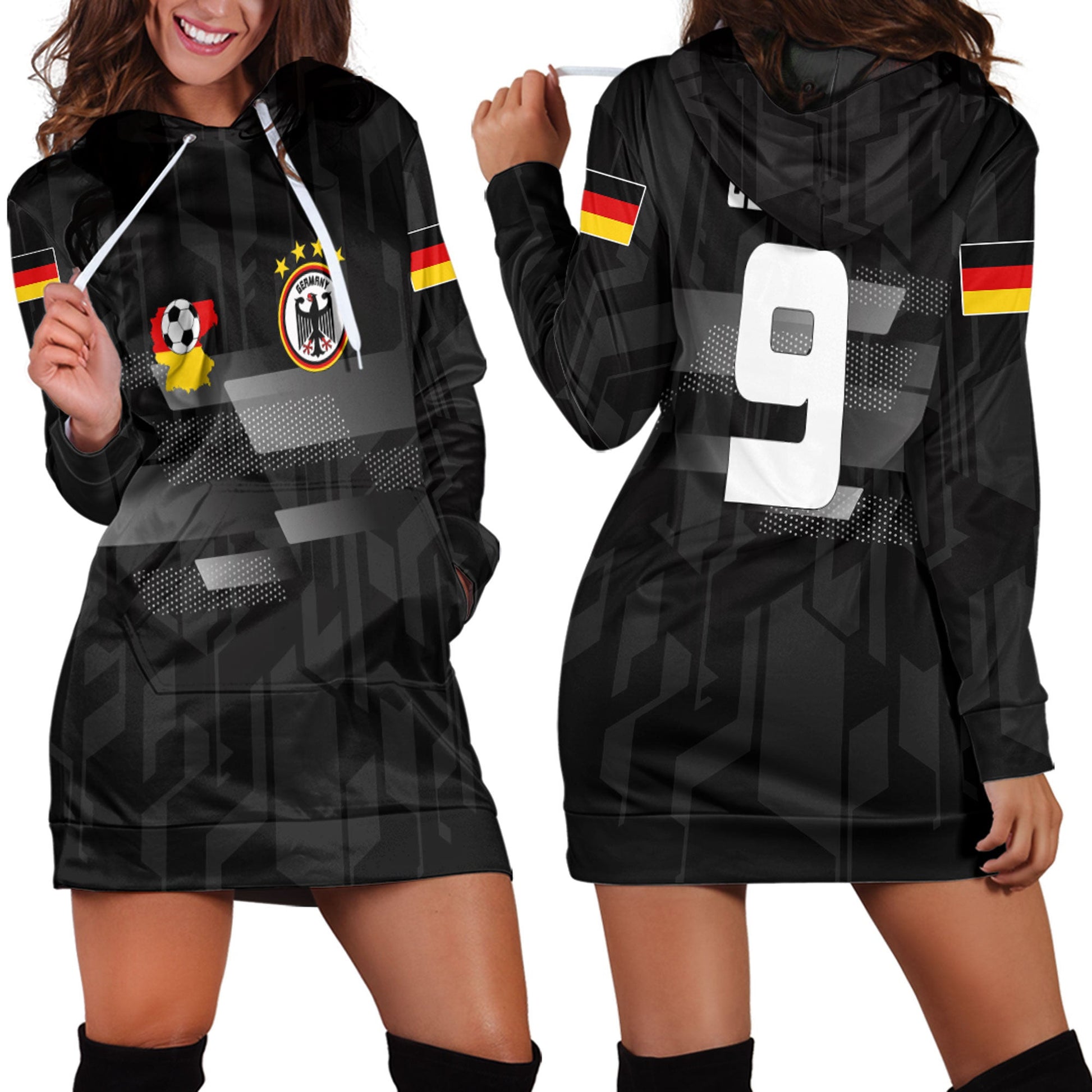Clothing Germany Sport Black Hoodie Dress