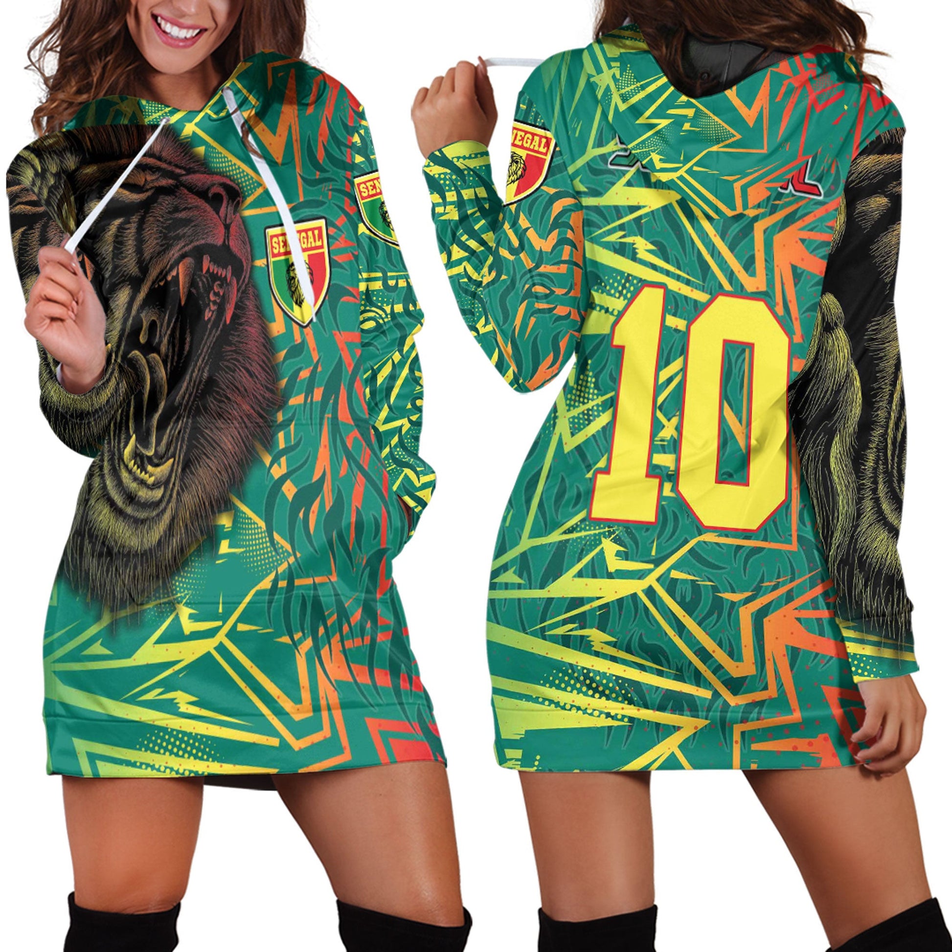 Clothing Senegal Lion Pattern Sport Hoodie Dress